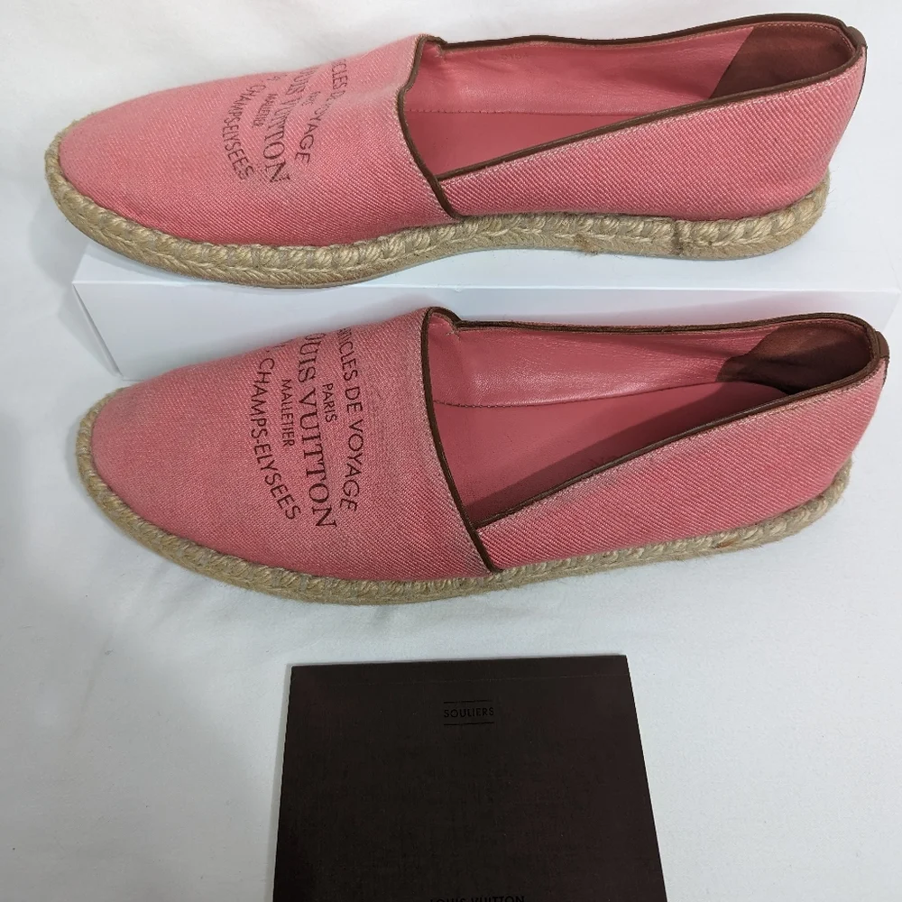 Authentic Louis Vuitton Pink Canvas Espadrilles